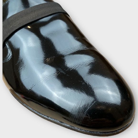 $195 Bally Men\'s 8 M Tuxedo Loafers Slip On Black Leather Fashion II France